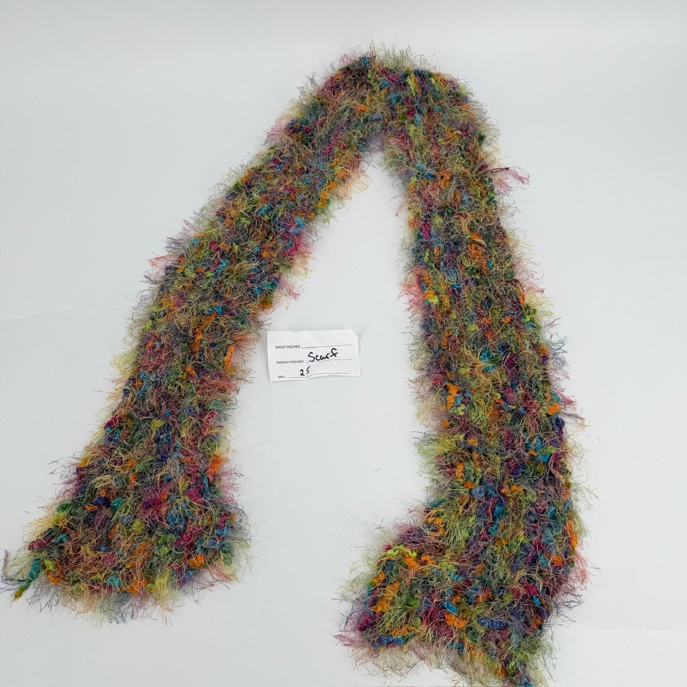 Unbranded Eyelash Yarn Scarf Fuzzy Confetti Y2K Women OS Multicolor Rainbow Rare